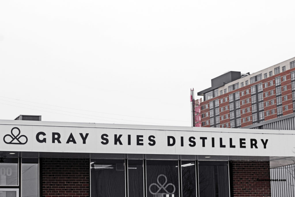 Front of the Gray Skies Distillery Building in Grand Rapids Michigan