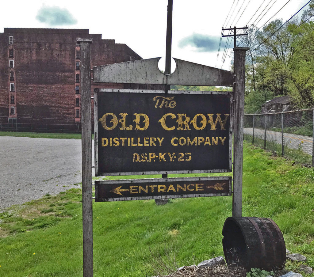 Picture of Old Crow Distillery sign at the location of the future Jim Beam Warehouse Fire