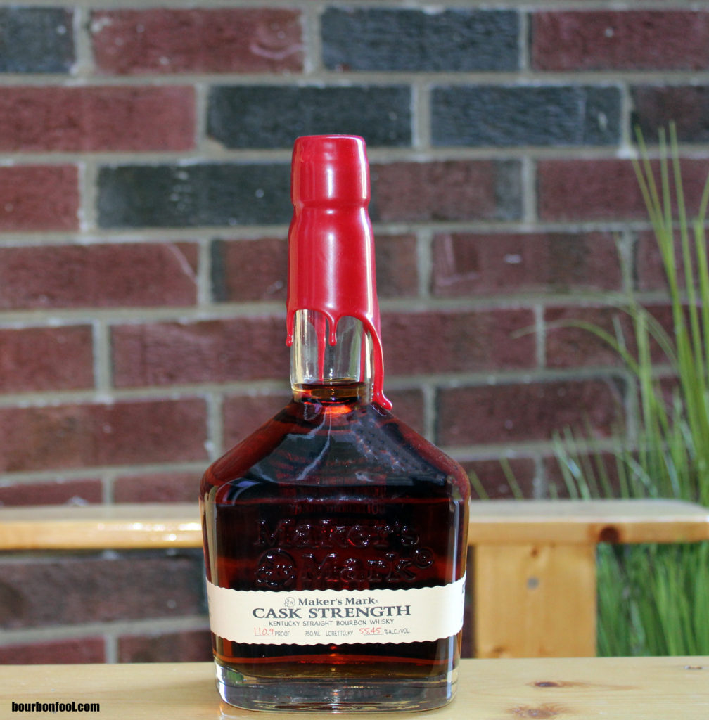 Bottle of Makers Mark Cask Strength bourbon