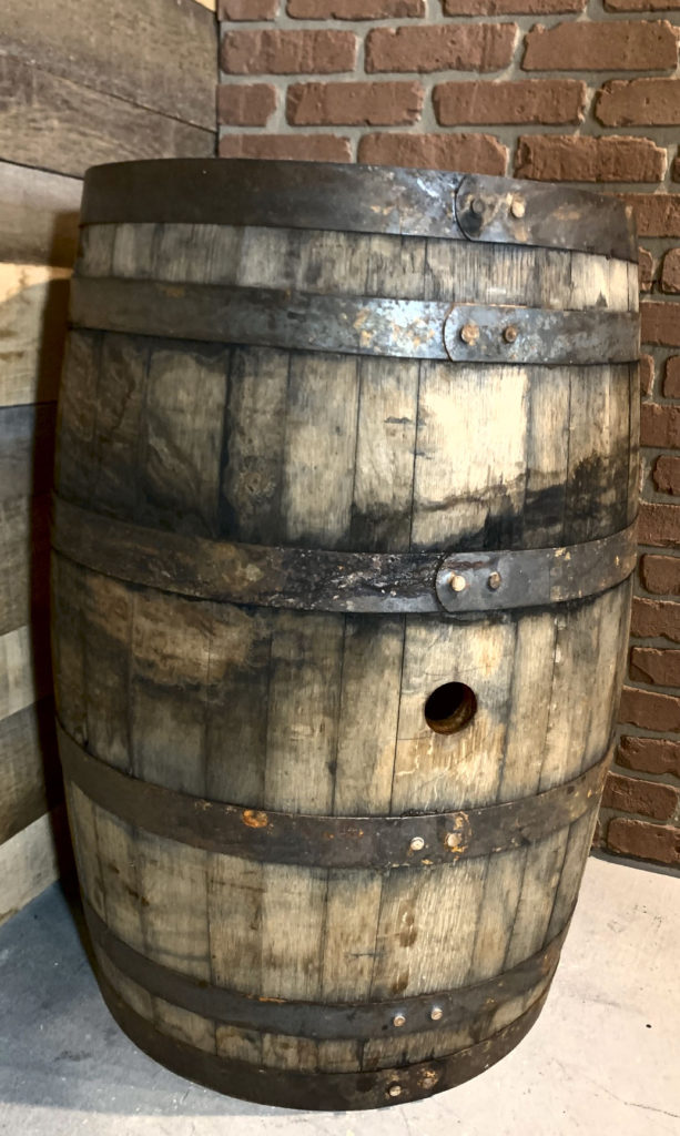 Photo of used bourbon barrel