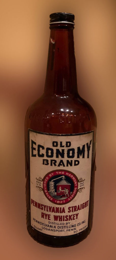 Bottle of Old Economy Brand Rye Whiskey
