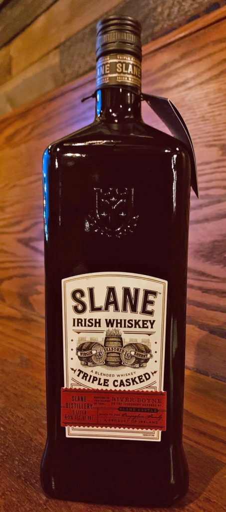 A bottle of Slane Irish Whiskey