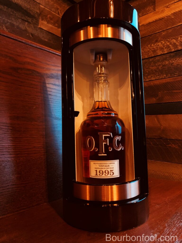 OFC Bourbon in its presentation box.