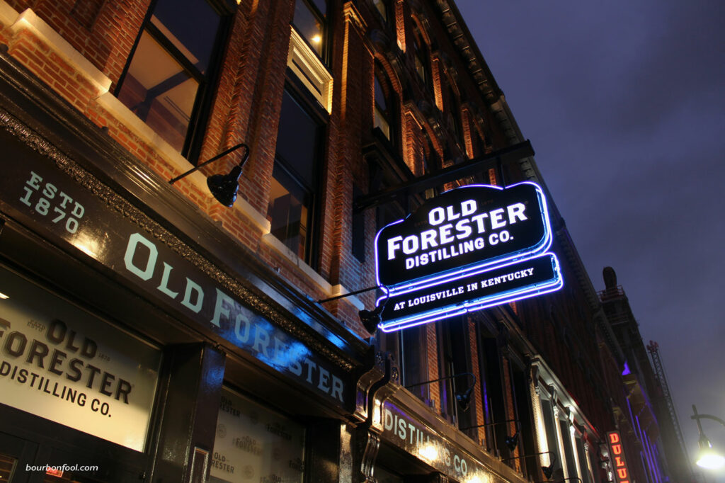 View of outside of Old Forester Distilling Company located in Louisville Kentucky's whiskey row.