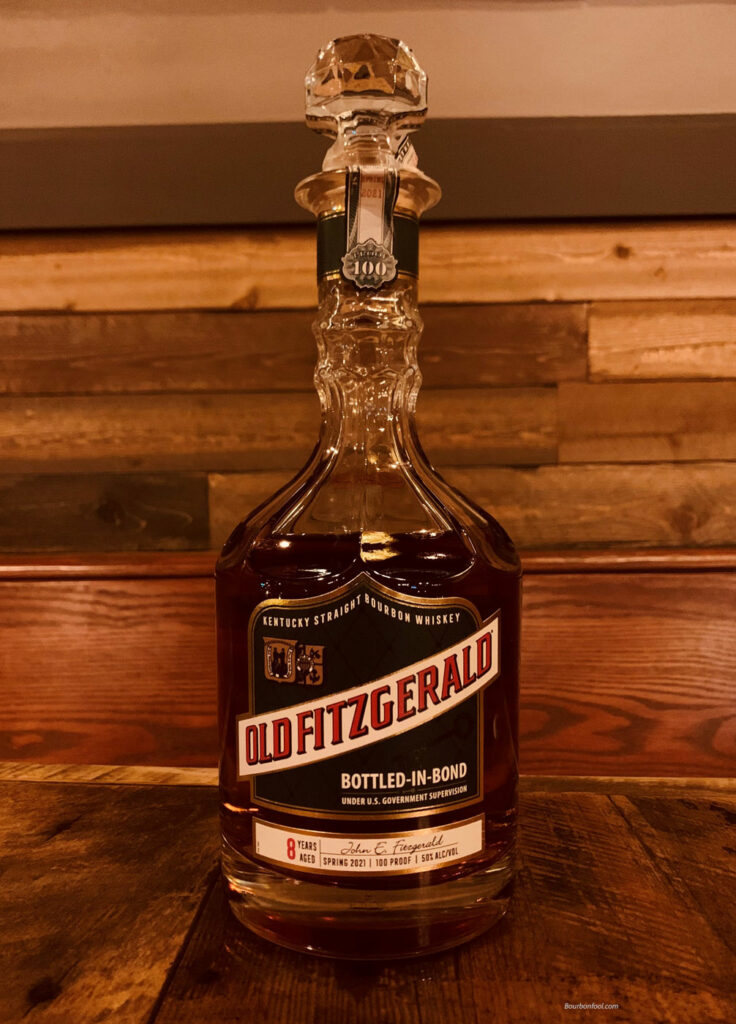 Old Fitzgerald 8 year old bourbon in the decanter bottle.