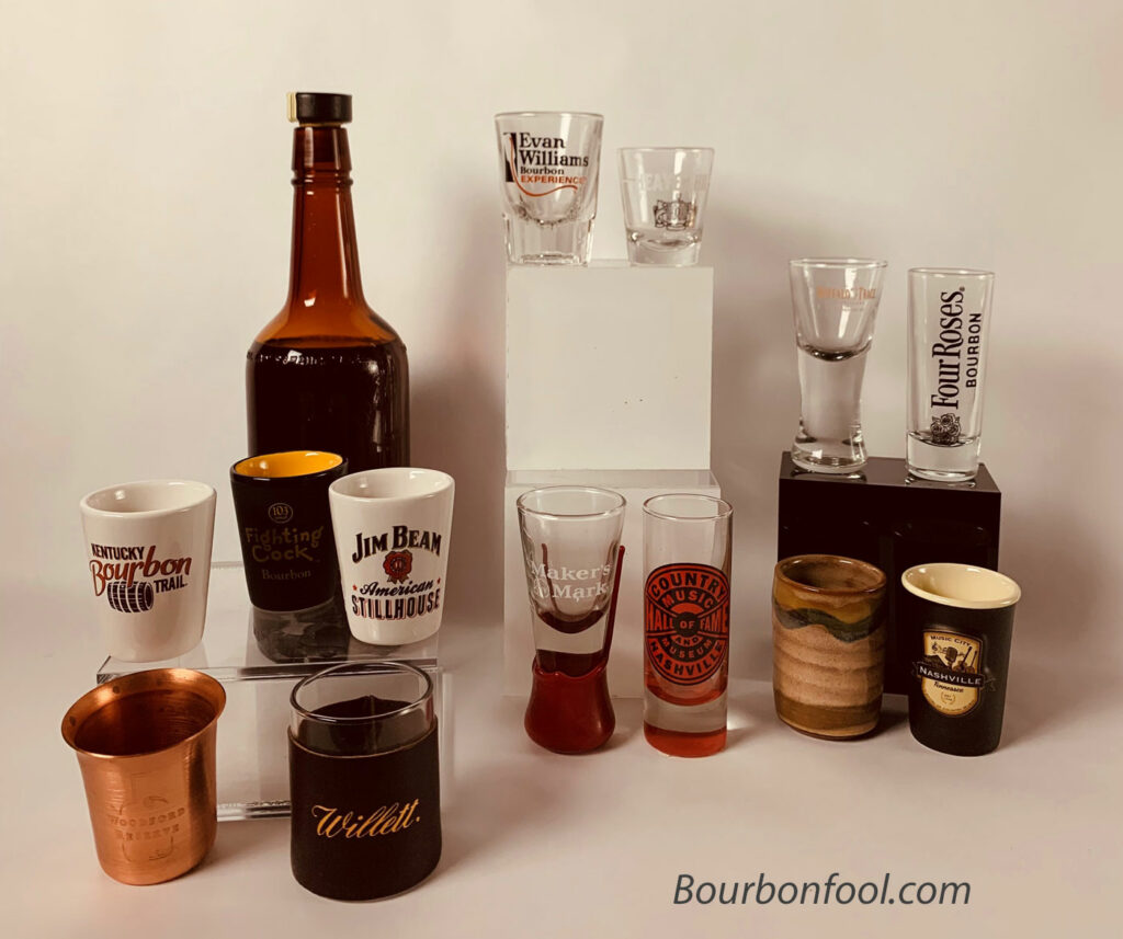 Images of various collectible shot glasses #shot glass Why bourbon distilleries sell shot glasses