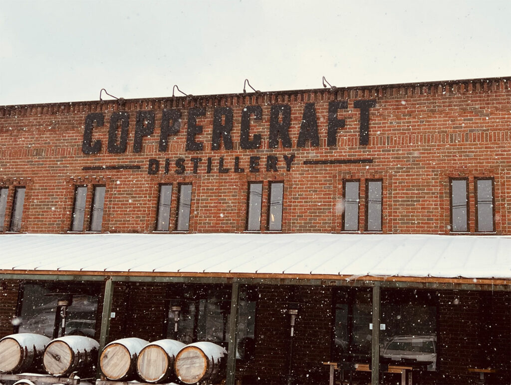 Coppercraft Distillery building in Holland Michigan. Wooden Shoes, tulips, and bourbon