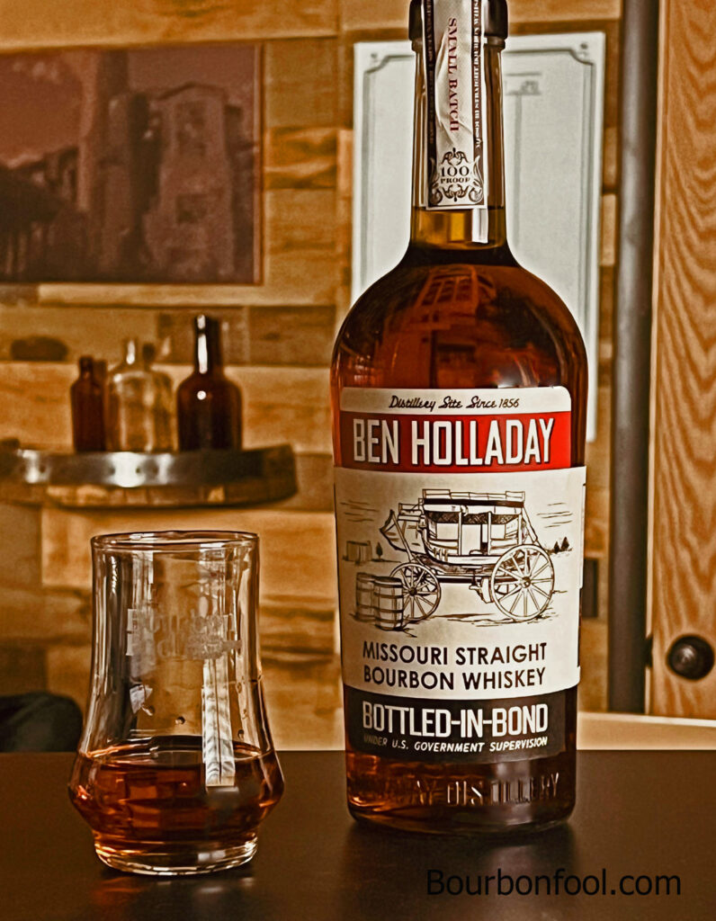 Bottle of Ben Holladay Missouri Straight Bourbon Whiskey